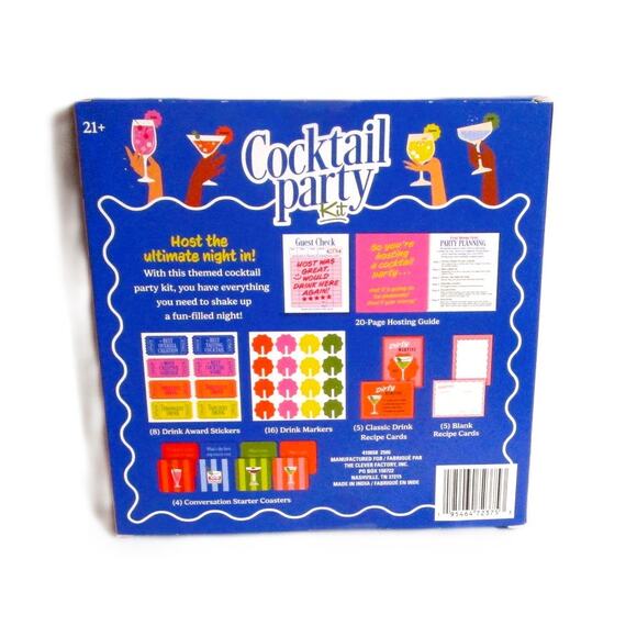 The Clever Factory Cocktail Party Kit Host Guide Drink Recipes Coasters - Picture 2 of 2